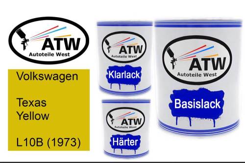 Volkswagen, Texas Yellow, L10B (1973): 1L Lackdose + 1L Klarlack + 500ml Härter - Set, von ATW Autoteile West.